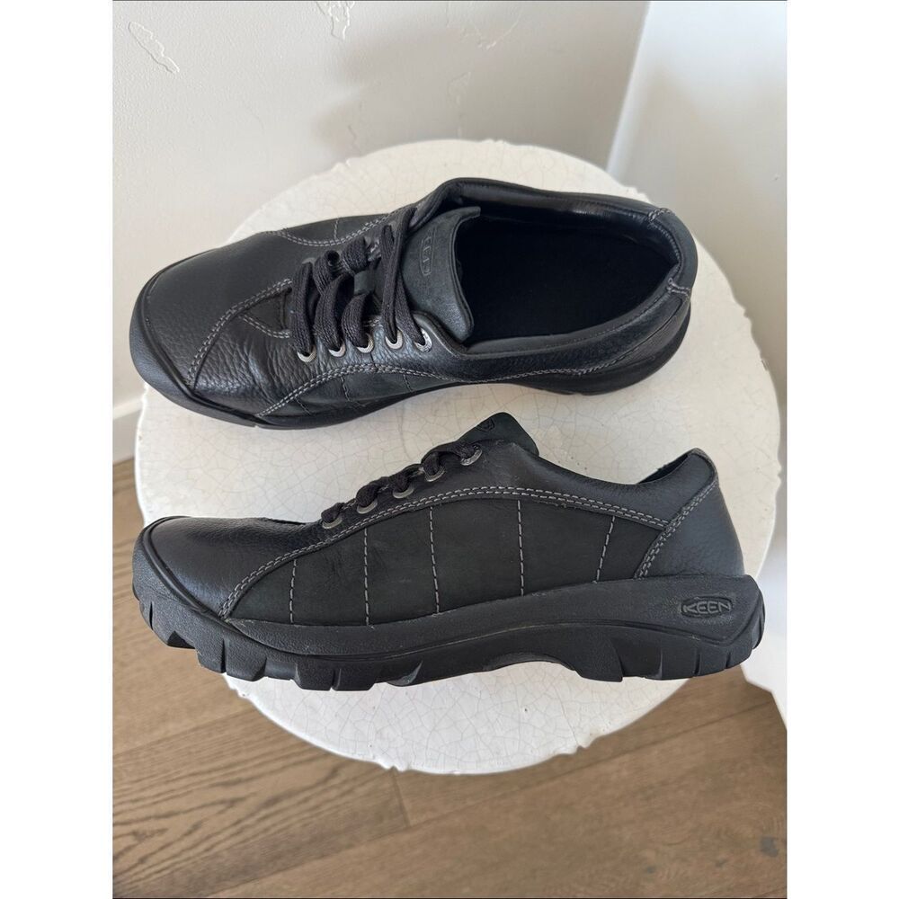 Keen Women’s Leather Black Lace-Up Casual Performance Sneakers Oxfords Size 10